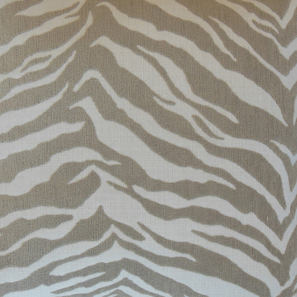 Taupe and white zebra print fabric detail