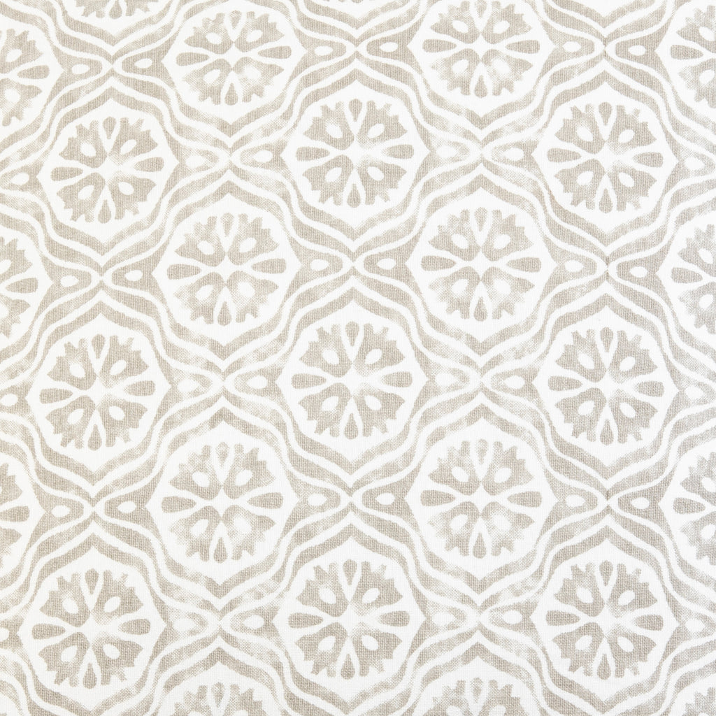 White with grey medallion print fabric detail