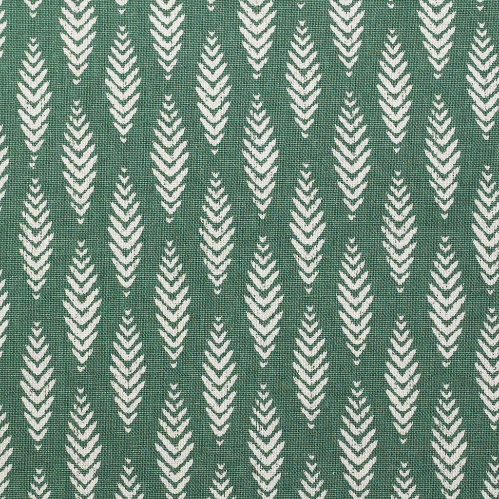 Rustic geometric print in green with white fabric detail