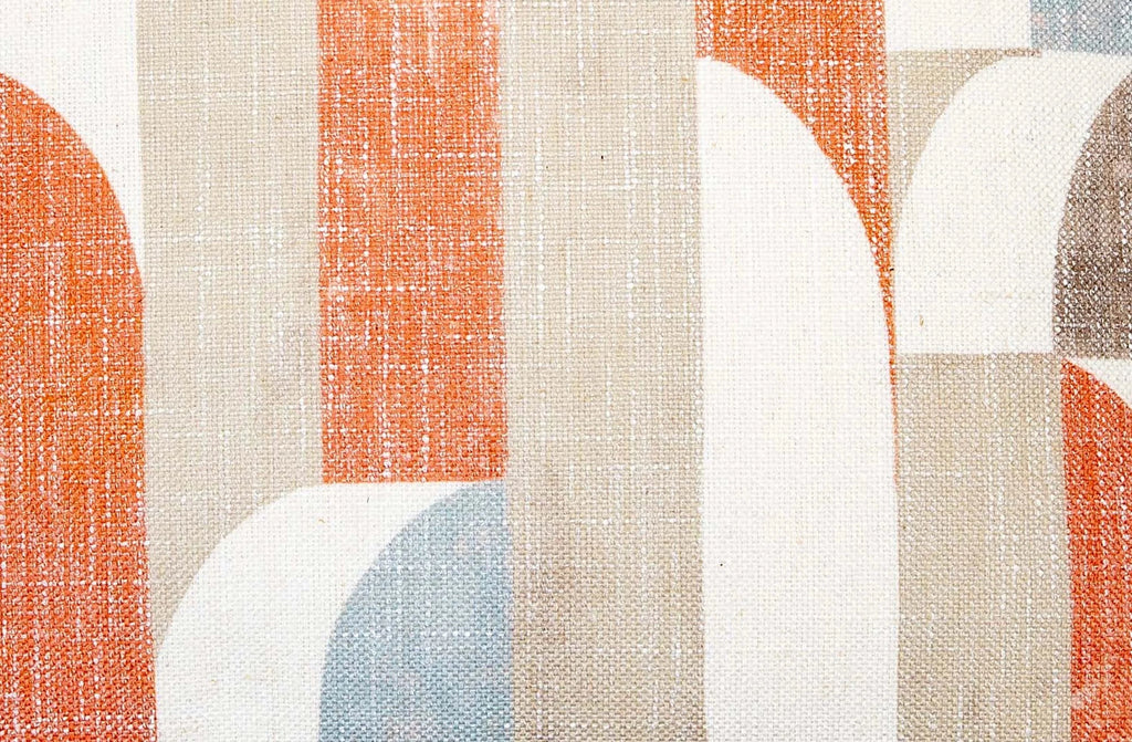 Contemporary abstract fabric in white, orange, tan, and blue | The Pillow Collection