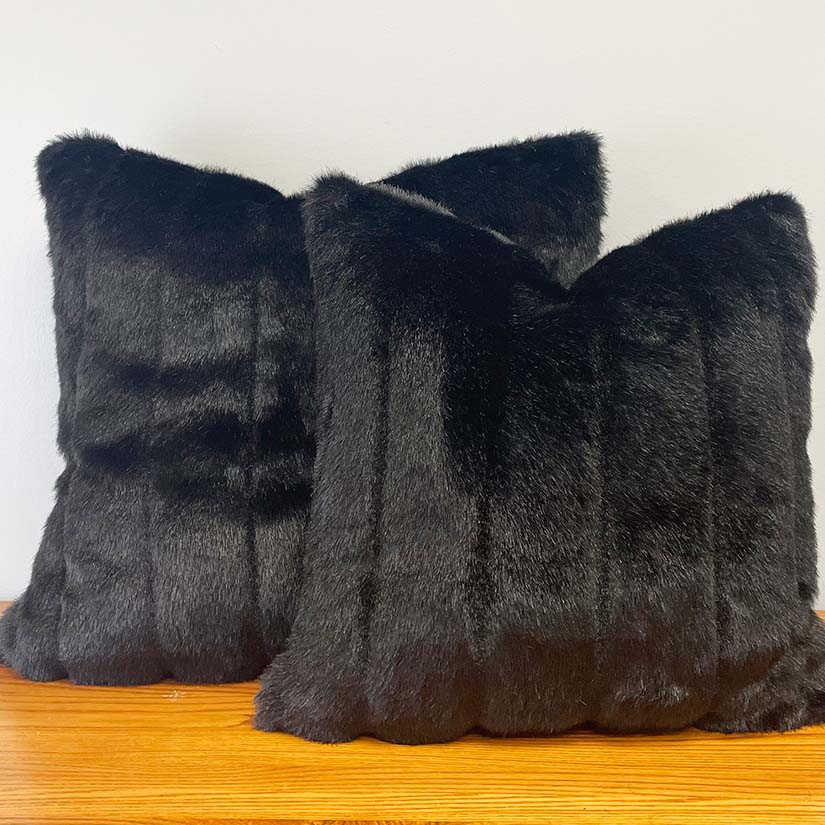 2 black faux fur pillows | The Pillow Collection