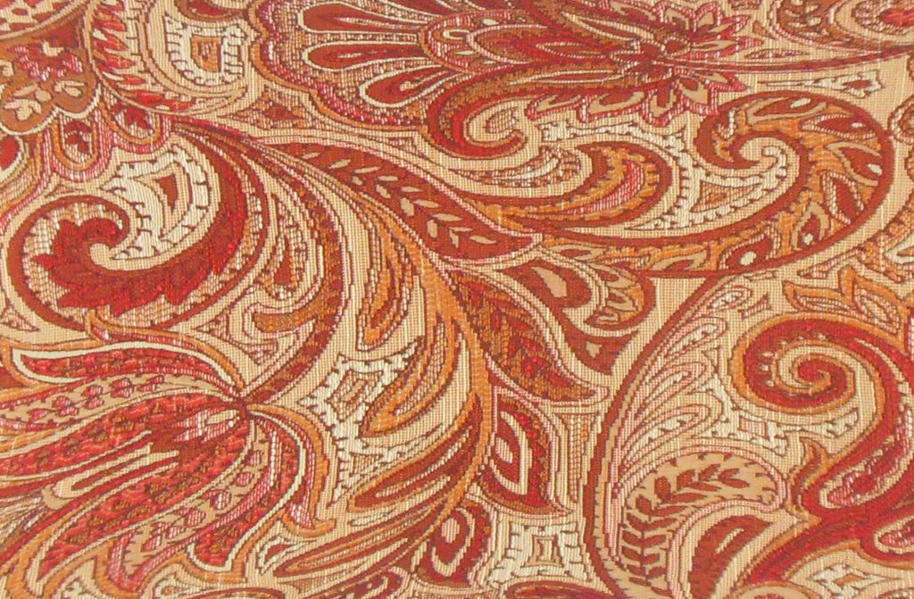 Red, tan, and orange traditional paisley fabric | The Pillow Collection