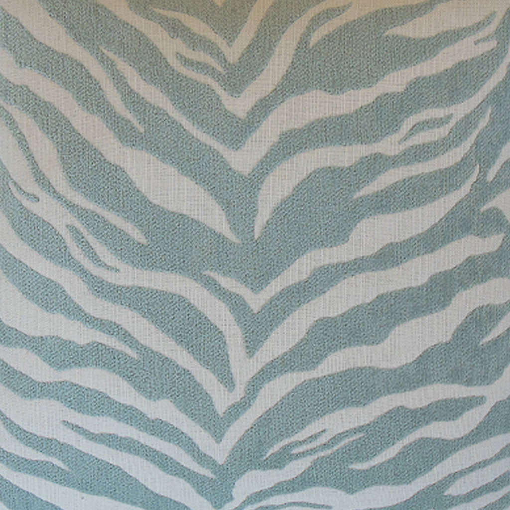 Aqua and white zebra print fabric detail