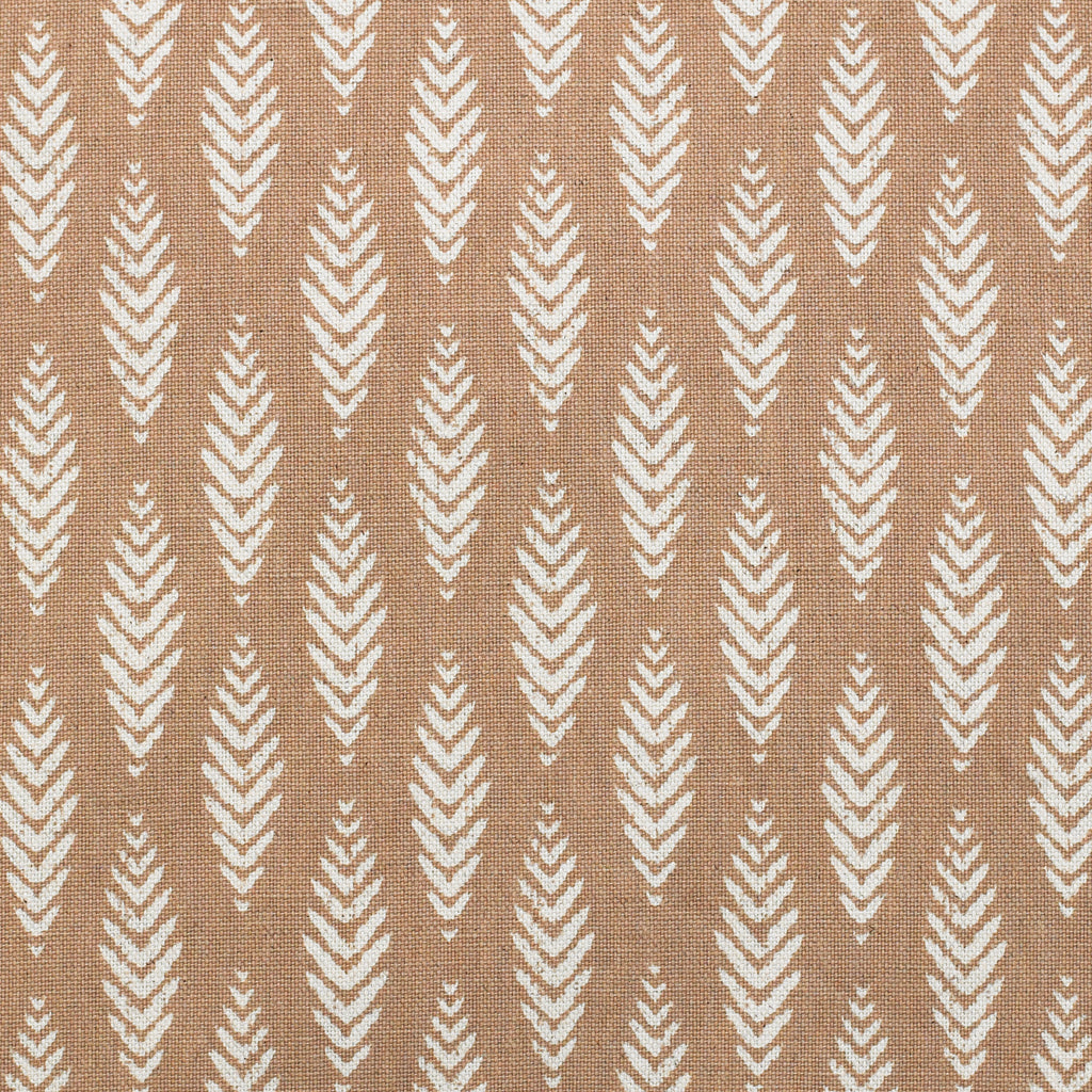 Rustic geometric print in tan with white fabric detail