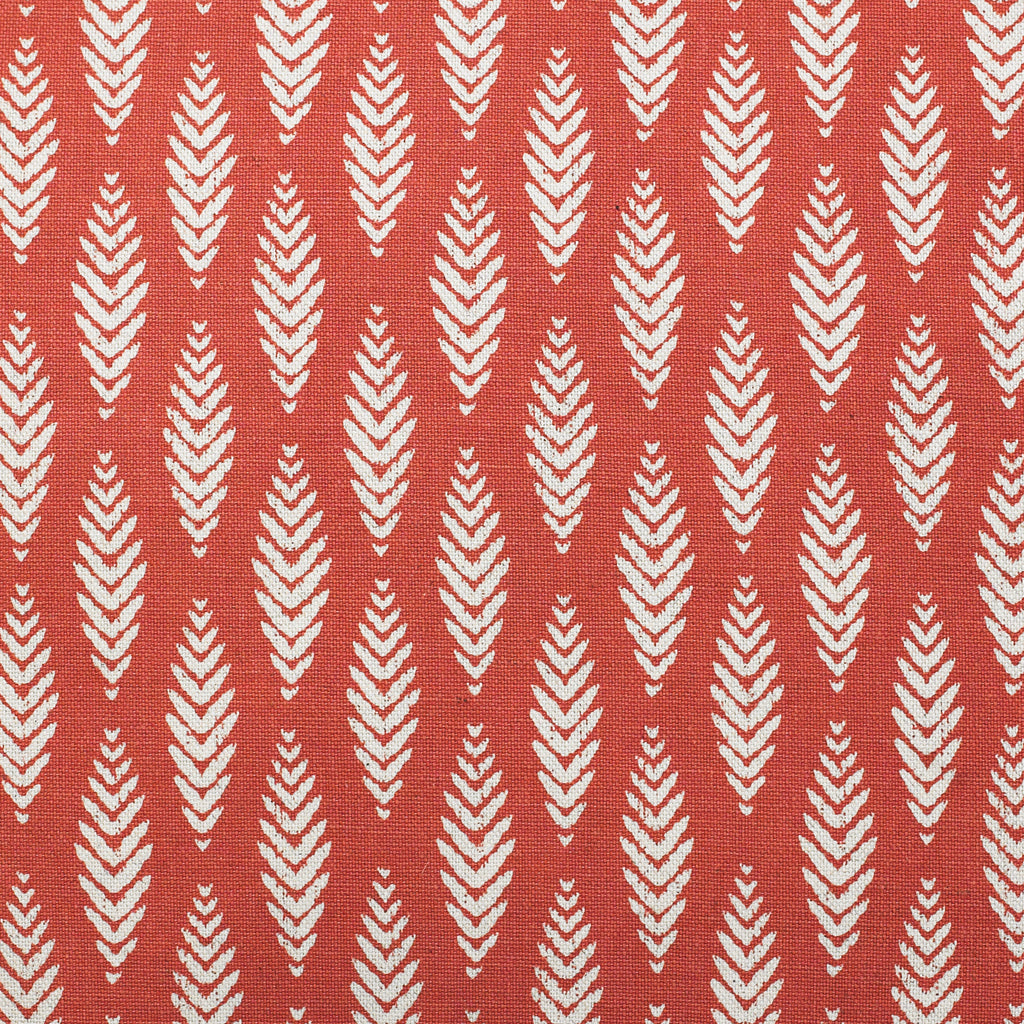 Rustic geometric print in scarlet red with white fabric detail