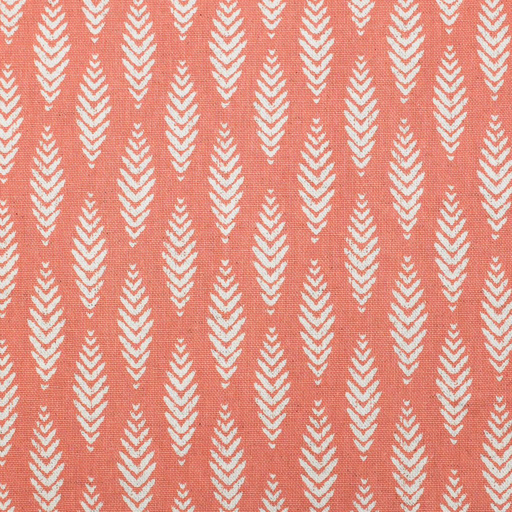 Rustic geometric print in salmon with white fabric detail